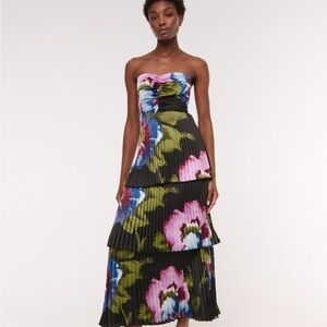 Abercrombie & Fitch Strapless Floral Dress - Black, Pink, Blue, Green